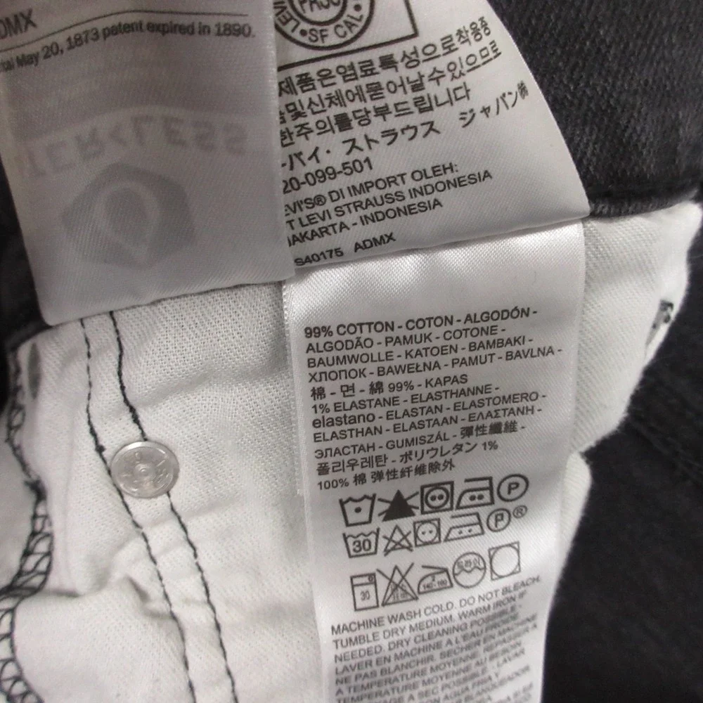 Levis Jeans Mens 36x30 Black 569 Loose Straight Baggy Washed Dark Denim Pants